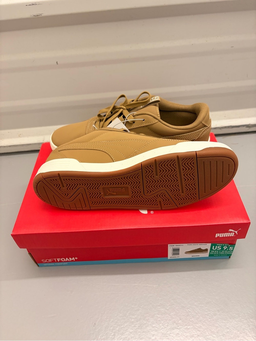 Puma Skate C Buck Toasted Tan Leather Low Top Sneakers Men's Size 9.5 NEW - Picture 3 of 5
